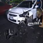 Impacto entre una moto y un carro deja dos lesionados en carretera sur nicaragua