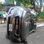 Irrespeto a una señal de tránsito provoca vuelco en El Zumen, Managua nicaragua