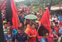 Militancia Sandinista camina por la justicia y la paz en Jalapa caminata por la justicia y la paz