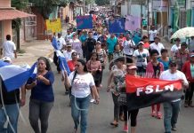Familias de San Rafael del Sur, caminan por la paz y la educación nicaragua