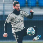 Hazard vuelve a entrenar con el Real Madrid dos meses después