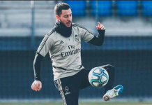 Hazard vuelve a entrenar con el Real Madrid dos meses después