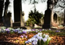 Usuarios aterrados ven a dos fantasmas en medio de las lápidas de un cementerio martha chapel cemetery