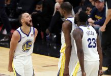 Con 43 puntos de Durant, Warriors acarician el cetro golden