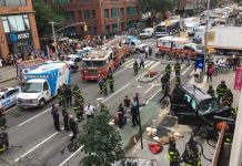 Al menos 4 heridos al estrellarse un carro contra dos tiendas en Manhattan estados unidos