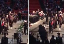 Graduado quiso recibir su diploma con acto acrobático, pero todo terminó mal graduado