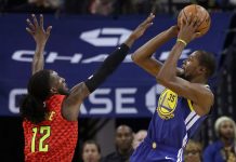 Durant guía a Warriors con bajas ante Hawks, ganan 110-103 kevin