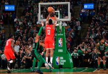 Harden anota 42 puntos y Rockets vencen 115-104 a Celtics james