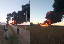 Reportan incendio en ducto de gasolina en Puebla, México mexico