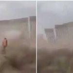Muro fronterizo de Donald Trump cede ante la fuerza de la tormenta Hanna muro