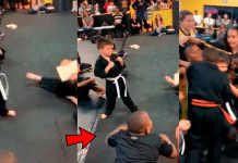 Niño karateka no pudo superar prueba, sus amigos lo alientan y sucede esto