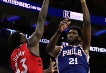 Embiid y 76ers resisten para derrotar 117-111 a Raptors