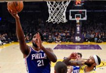 Embiid lidera a 76ers en victoria por 121-105 sobre Lakers lakers