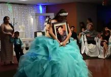 Quinceañera baila el vals con foto de su padre fallecido y conmueve las redes video