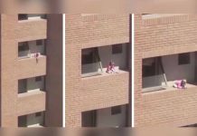 Niña causa pánico al jugar en balcón sin baranda de edificio en Argentina nina