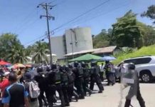 Fuerza Pública de Costa Rica interviene puerto cerrado por huelguistas fuerza publica