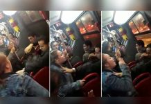 Colombia: Mujer «sopapea» a marido infiel al toparse en bus (VIDEO) pelea