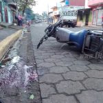 Invasión de carril provoca choque en calle principal de Río Blanco nicaragua
