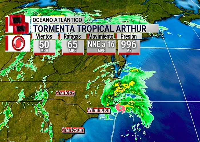 Tormenta Arthur se fortaleció con fuertes vientos en Carolina del Norte estados unidos