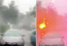 Un rayo cayó en la puerta de su casa y ella grabó el instante exacto rayo