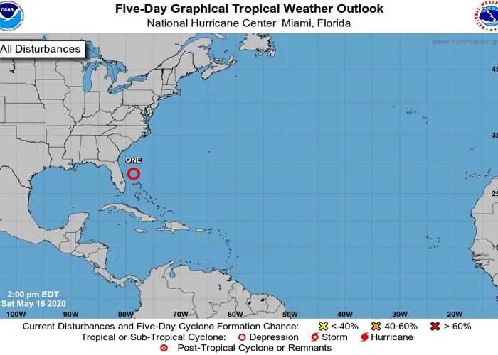 Se forma la primera depresión tropical cerca de la costa este de Florida estados unidos