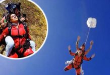 El momento en que Galilea Montijo se aventó de un paracaídas y se desmaya mexico