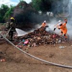 Realizan en Ciudad Sandino demostración de extinción de incendio en basura nicaragua