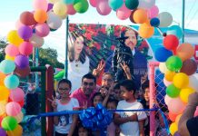 Pobladores del barrio Augusto C. Sandino inauguran rehabilitación del parque managua