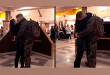 Un militar regresa de su servicio y le da una sorpresa a su novia n militar