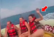 Chica sube a lancha, sin imaginar que pasaría gran vergüenza por la velocidad chica sube