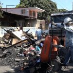 Realizan labores de limpieza en casa quemada de Campo Bruce nicaragua