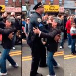 Policía baila pegajosa bachata con anciana y asombra con su talento policia