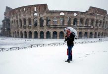 Una nevada poco habitual cubre Roma de blanco roma