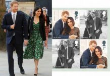 Presentan sellos postales de la boda real de Enrique y Meghan