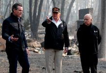 Trump visita junto al gobernador del estado la zona devastada por incendio en California estados unidos