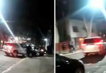 Mujer encuentra a esposo con otra mujer en un bar y le destroza su auto mujer