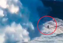 Impactante actuación de surfista en una ola de 40 metros surfitas