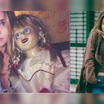 Flavia Laos posa junto a la muñeca Annabelle y Ximena Hoyos la trolea de lo lindo