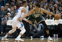 Con canasta dudosa de Antetokounmpo, Bucks ganan a Thunder