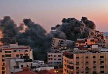gaza, colapso, edificio, videos, redes sociales, ataque aereo,