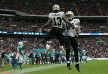 Saints se desperezan y blanquean a Dolphins en Londres