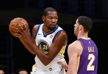 Warriors aguantan ante los Lakers 127-123