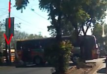 Video: Bus de Managua destruye señalización por mala maniobra