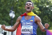 Colombiano Eider Arévalo, campeón mundial en marcha 20km