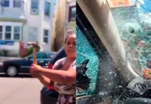 Video: Destruye el carro de su marido infiel y lastimó a sus hijos