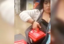 Mexicana utiliza a su bebé para robar dos baterías de automóvil en un centro comercial (VIDEO)