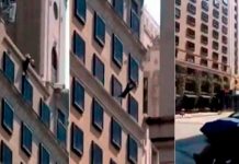 Video: Escalofriante momento en que mujer se lanza al vacío desde edificio en NY