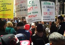Trabajadores inmigrantes de panadería protestan contra Trump