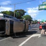 Managua: Se duerme al volante y termina volcado