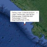 Se registra sismo en las costas de San Juan del Sur